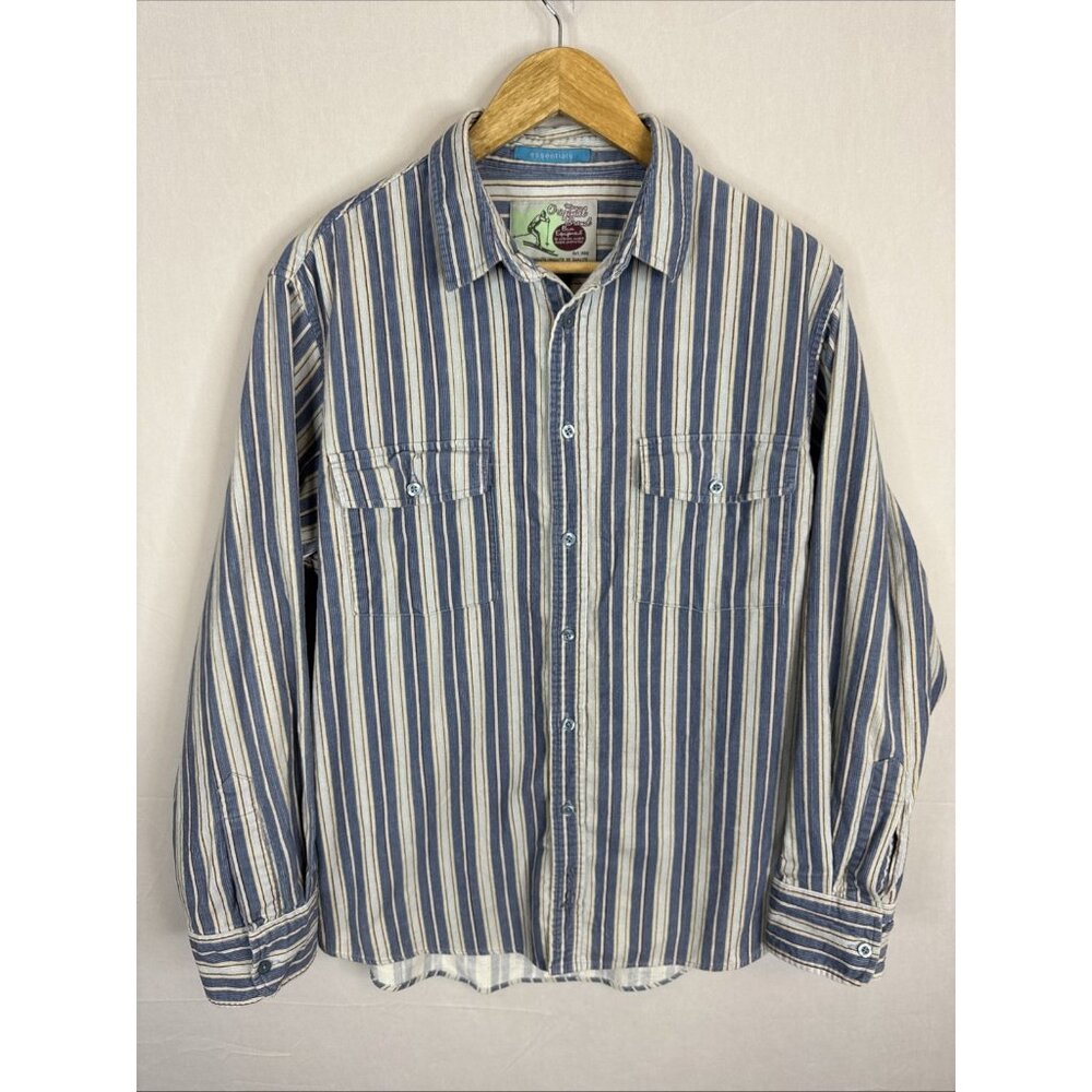 Vintage 90s B.U.M. Equipment Corduroy‎ Striped Button Up Shirt Men’s M Cotton